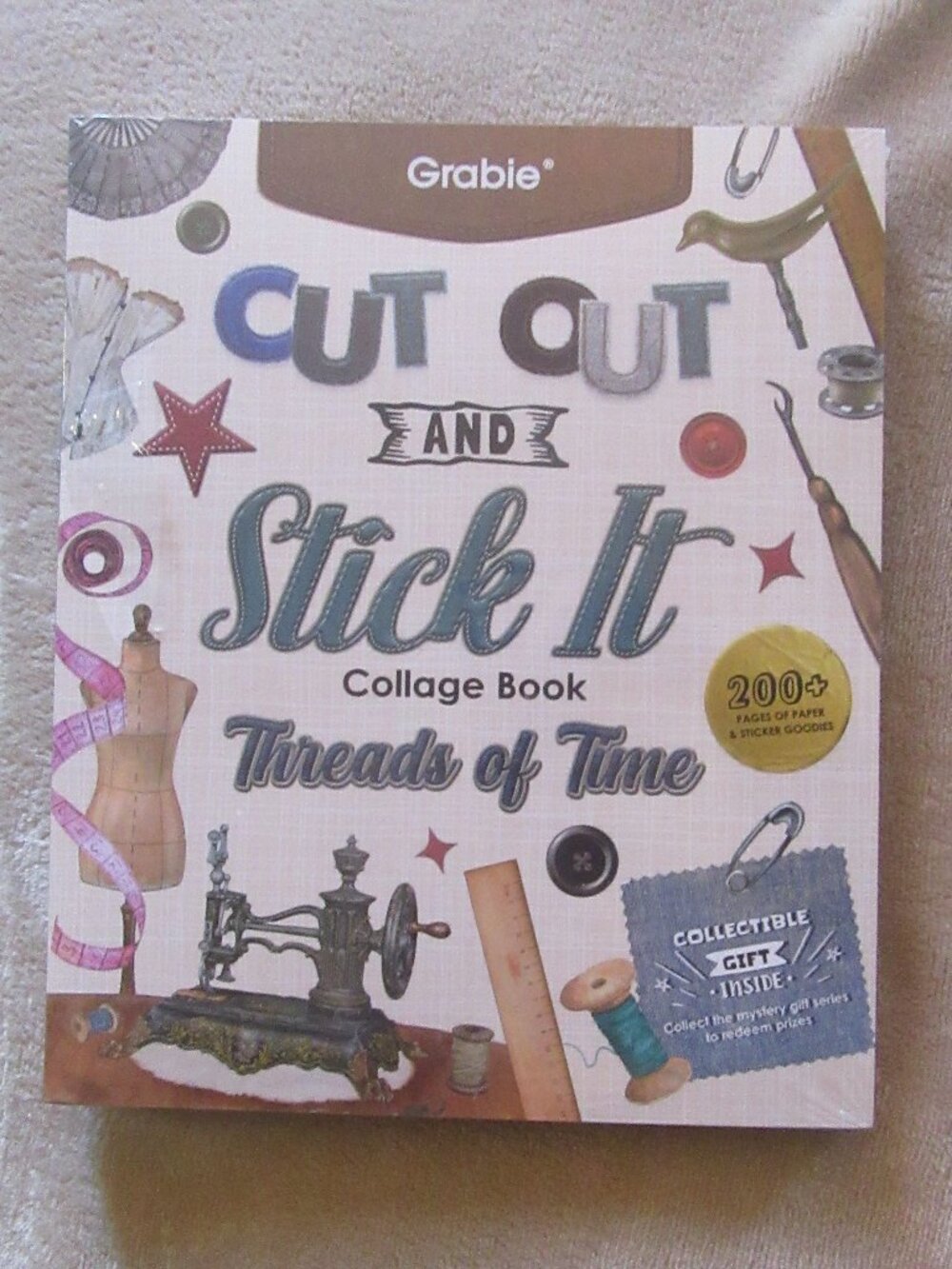 NWT Grabie Cut Out and Stick It Collage Sticker Book "Threads of Time" 200+ pgs